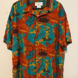 DISNEY Mr. Toad's Wild Ride by Kevin Jody Men's Button Up Short Sleeve XL Shirt